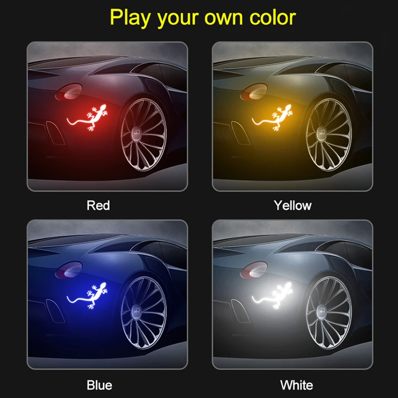 Горячий автомобиль со светоотражающими элементами в форме геккона