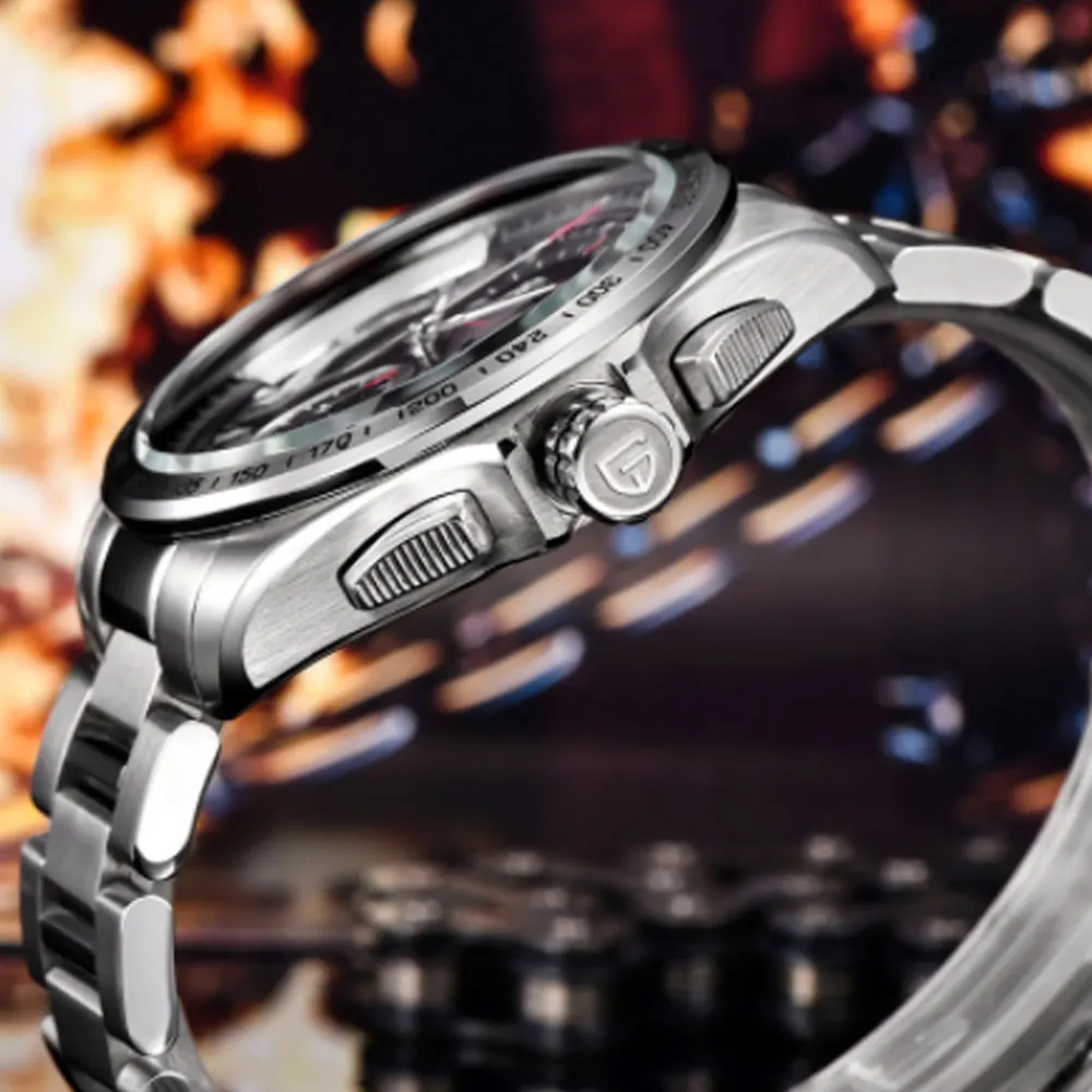 Мужские кварцевые часы pagani дизайнерские из нержавеющей стали с черным