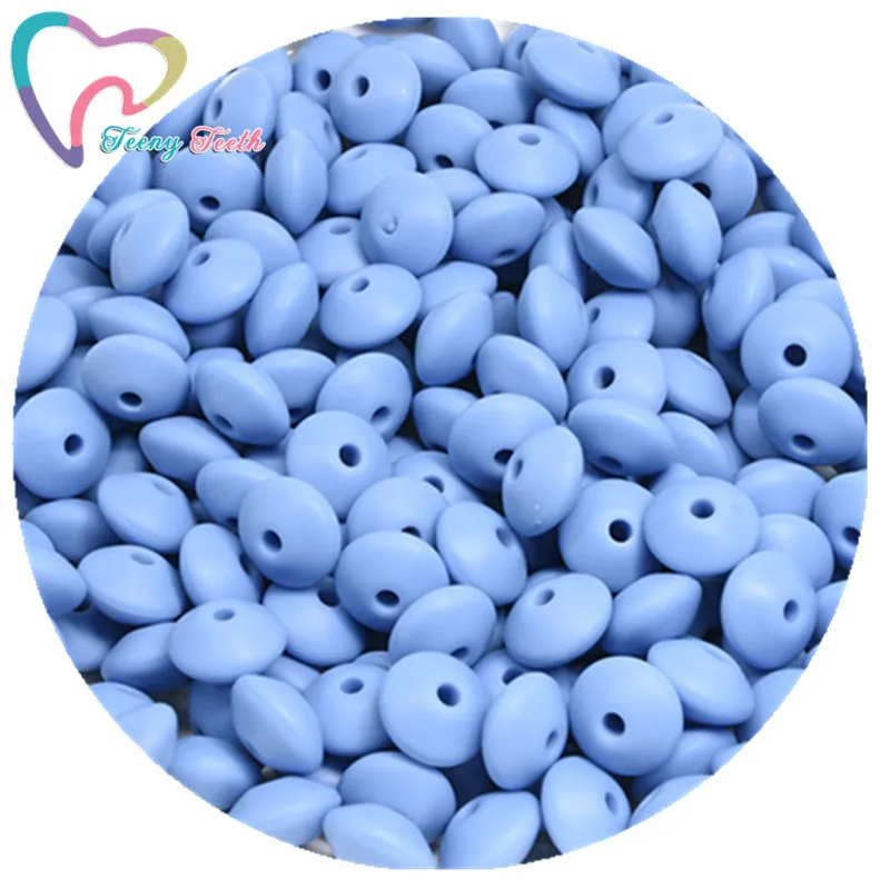 Power Blue Teeny Teeth 20 шт. Силиконовые Прорезыватели для зубов Abacus бусины в форме чечевицы DIY цепочка для прорезывания зубов красочные чечевицы Силиконовые Прорезыватели блюдца свободные бусины - Цвет: Power Blue