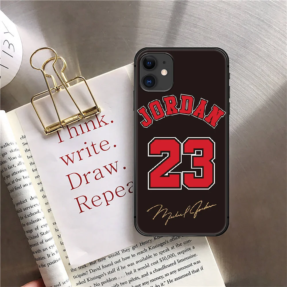 

Basketball 23 Jordan Phone Case Cover For Iphone 5 6 7 8 11 12 5S 6S X Xr XS Se Plus Pro Max Mini 2020 Black 3D Painting Back