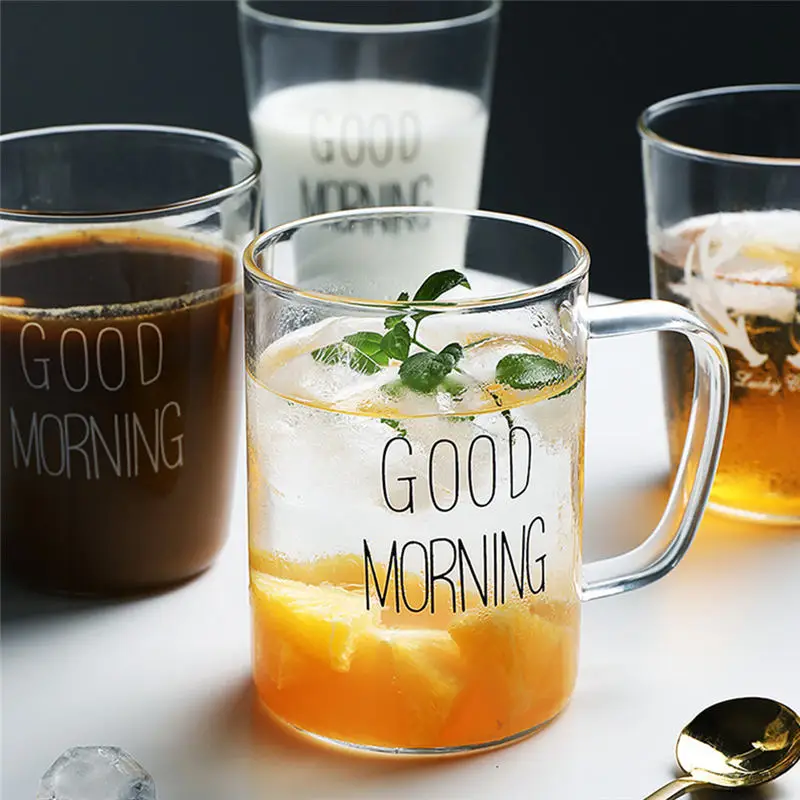 450 мл прекрасная Экологичная стеклянная чашка для завтрака кофе чай молоко сок