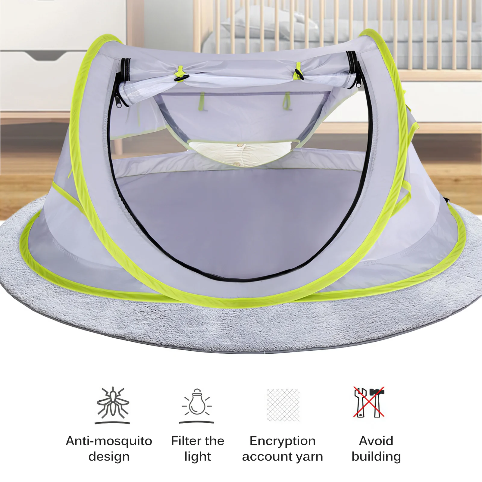 

Pad Cover Folding Baby Mosquito Net Tent Breathable Travelling Portable Baby Netting Bedding Crib Mat Fine Mesh Mosquito Net
