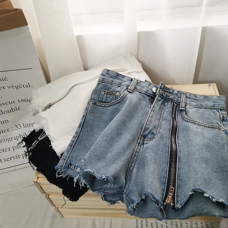 Женские джинсовые шорты на молнии свободные и тонкие в Корейском стиле | Женская