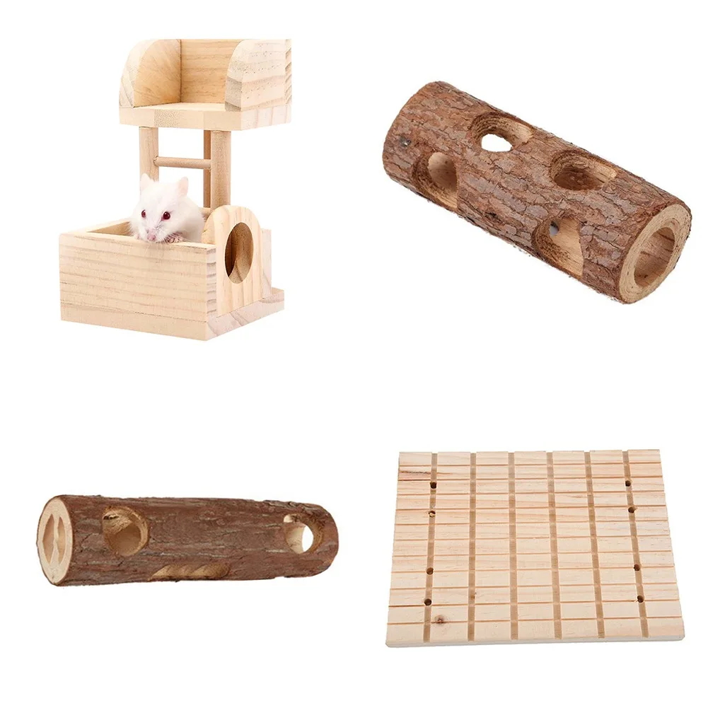 

Natural Wooden Hamster Toys Guinea Pig Chew Toys Wooden Animal Tunnel Exercise Tube for Guinea Pigs Rat Small Pet Molars Supplie