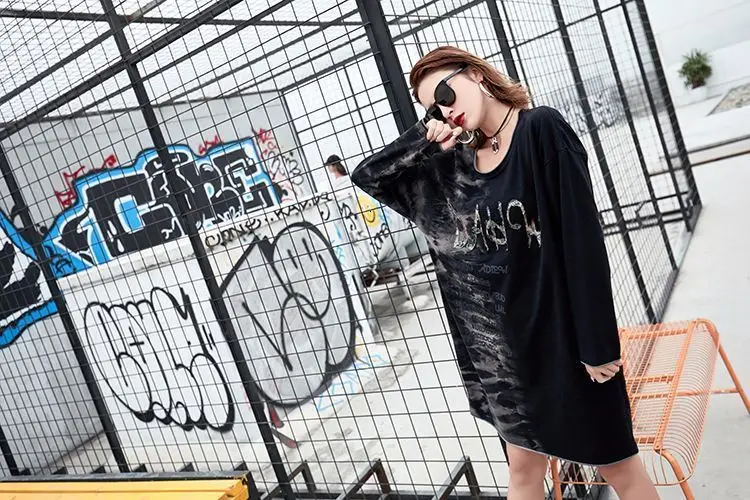 Max LuLu Роскошные брендовые камуфляжные футболки Harajuku для девочек, женская черная длинная футболка с блестками, Женская 3d футболка большого размера