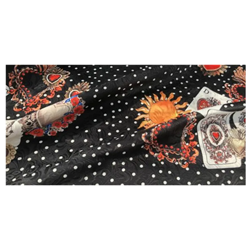 

Playing cards printed polyester fabric cloth 145 cm width parent-child dress children's clothing handmade DIY fabric
