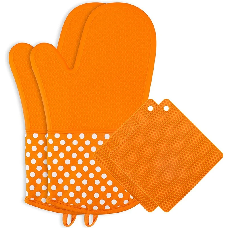 

Набор силиконовых перчаток для духовки и держателя для кастрюль, перчатки для духовки и силиконовое блюдце, противоскользящий, термостойки...