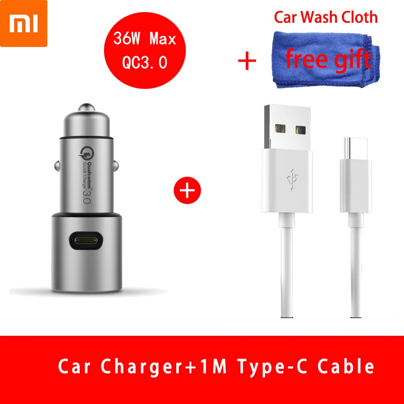 36w Charger type-c Оригинальное автомобильное зарядное устройство для Xiaomi 18 W Quick Charge mi металлический корпус Dual USB для мобильного iPhone samsung huawei Xiao mi Tablet быстрая зарядка - Тип штекера: 36w Charger type-c
