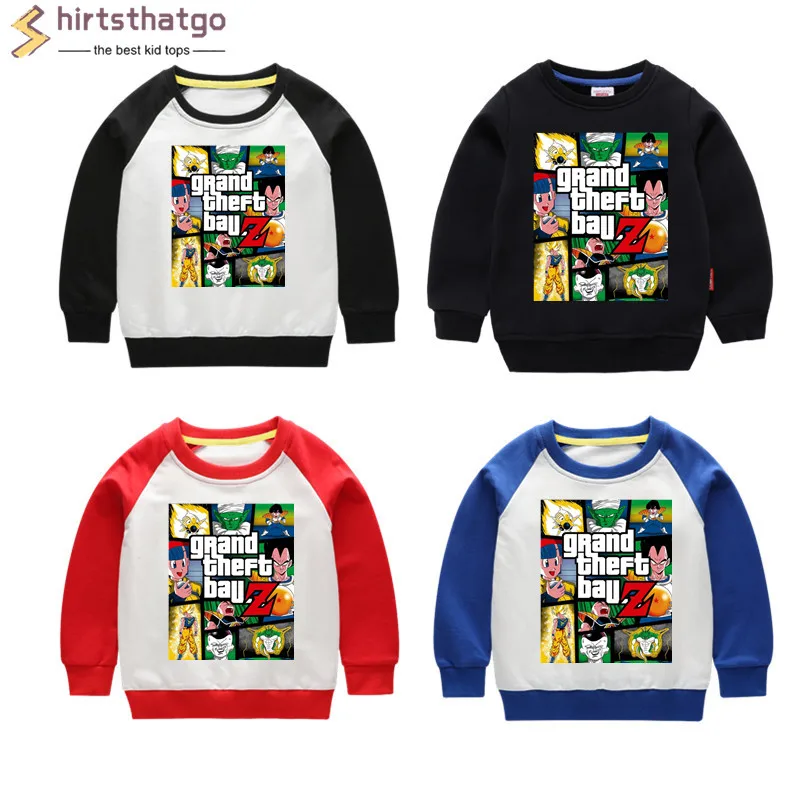 Забавные толстовки для мальчиков и девочек с надписью Grand Theft Dragon Ball Z GTA детская
