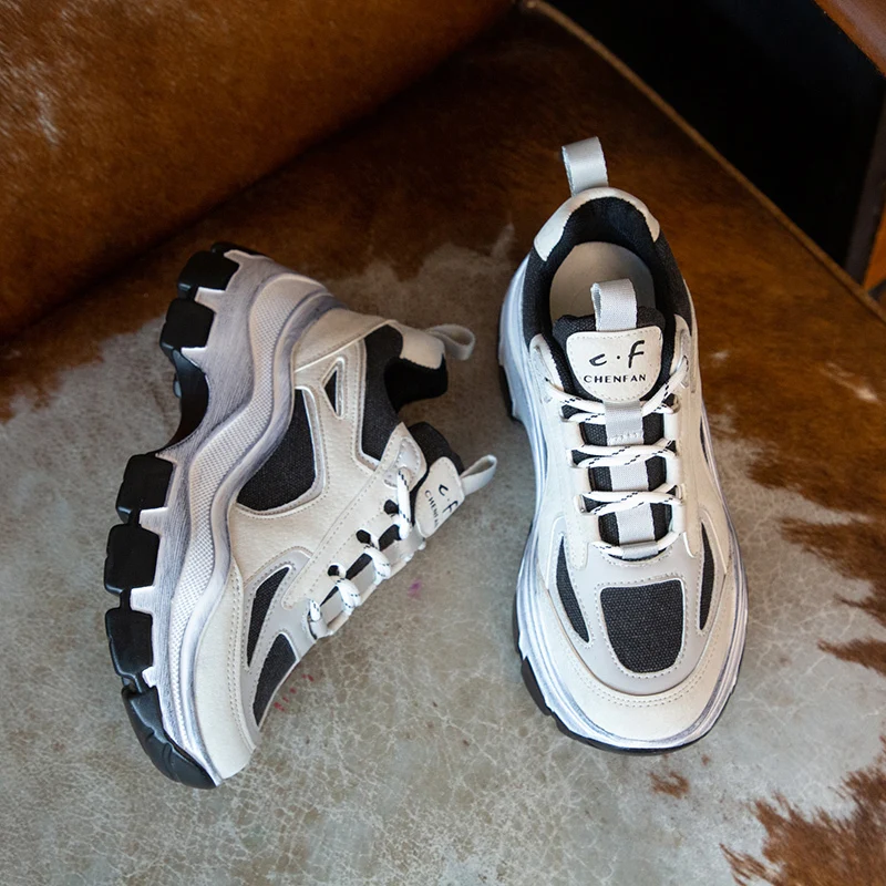 Модные женские белые кроссовки новые массивные dames Baskets femme цвет красный черный на