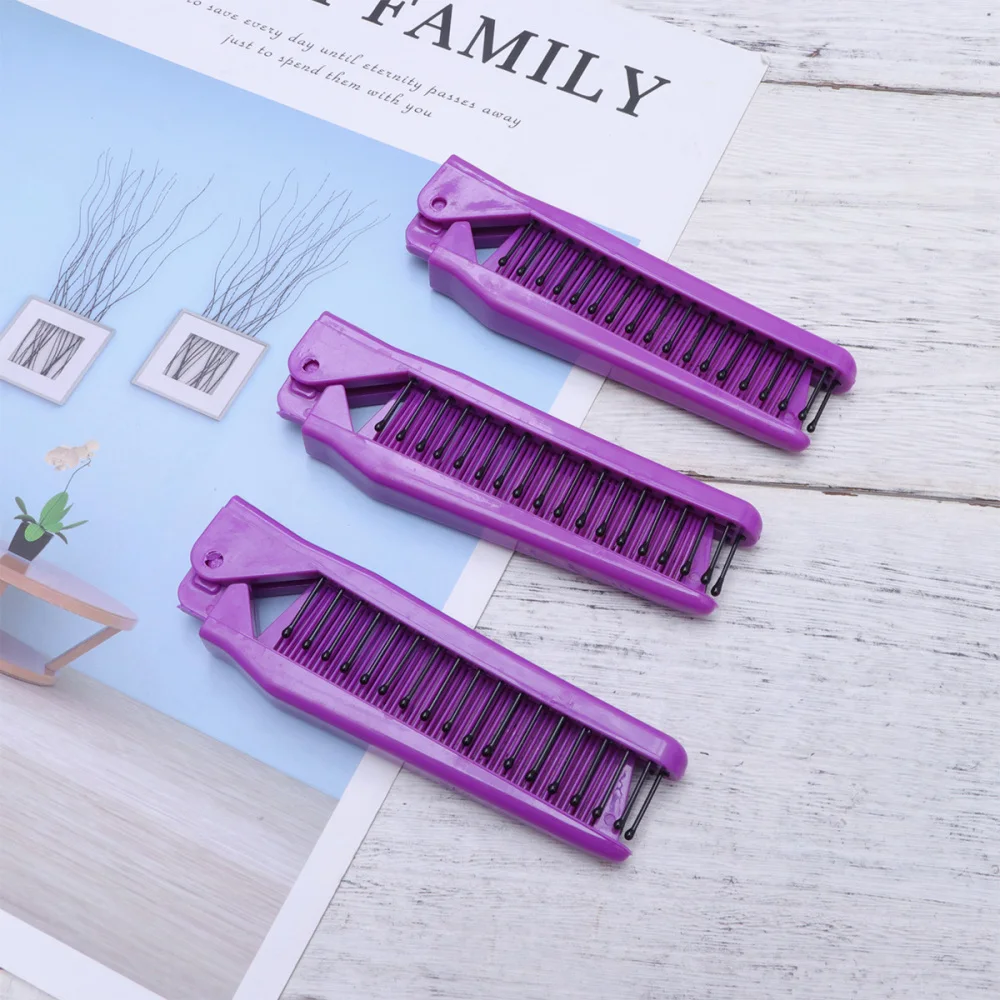 

5pcs Black Portable Foldable Comb Double Headed Long Hair Straight Hair Folding Comb Anti-static Hair Brush for Travel