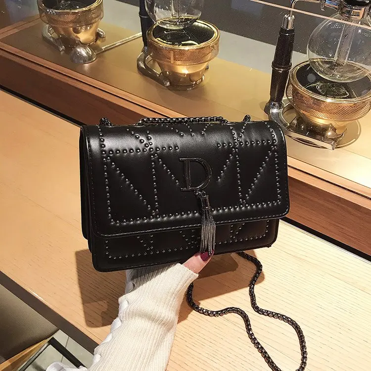 Черная Модная брендовая дизайнерская женская сумка через плечо из