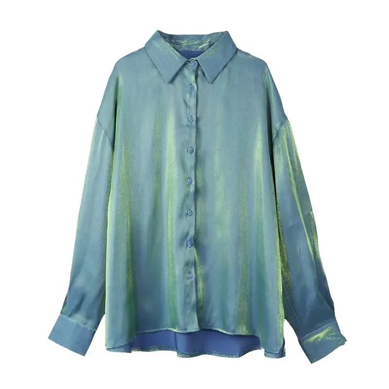 

Vintage Blouse for Women Full Sleeve Shirt 2021 Elegant Women Blouses Solid Retro Oversized Shirt Women All Match Casual