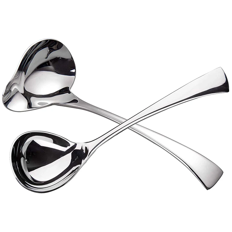 

304 Stainless Steel Kitchen Cooking Sauce Drizzle Spoon with Spout, Long Handle Serving Soup Spoon