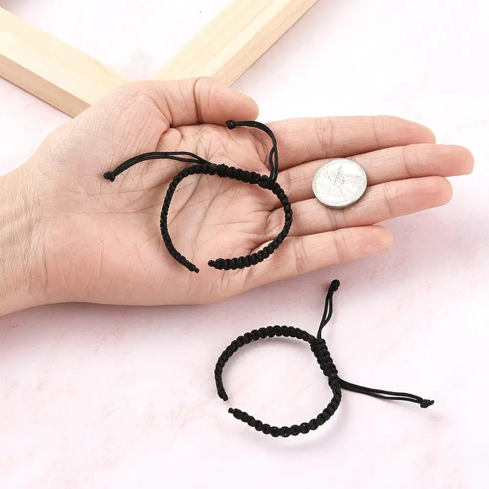 10/30pcs Adjustable Braided Nylon Cord for Connectors Charms Bracelets Jewelry Making Red Black 5-3/4&quot~6-1/8&quot(145~155mm) 5x2mm |