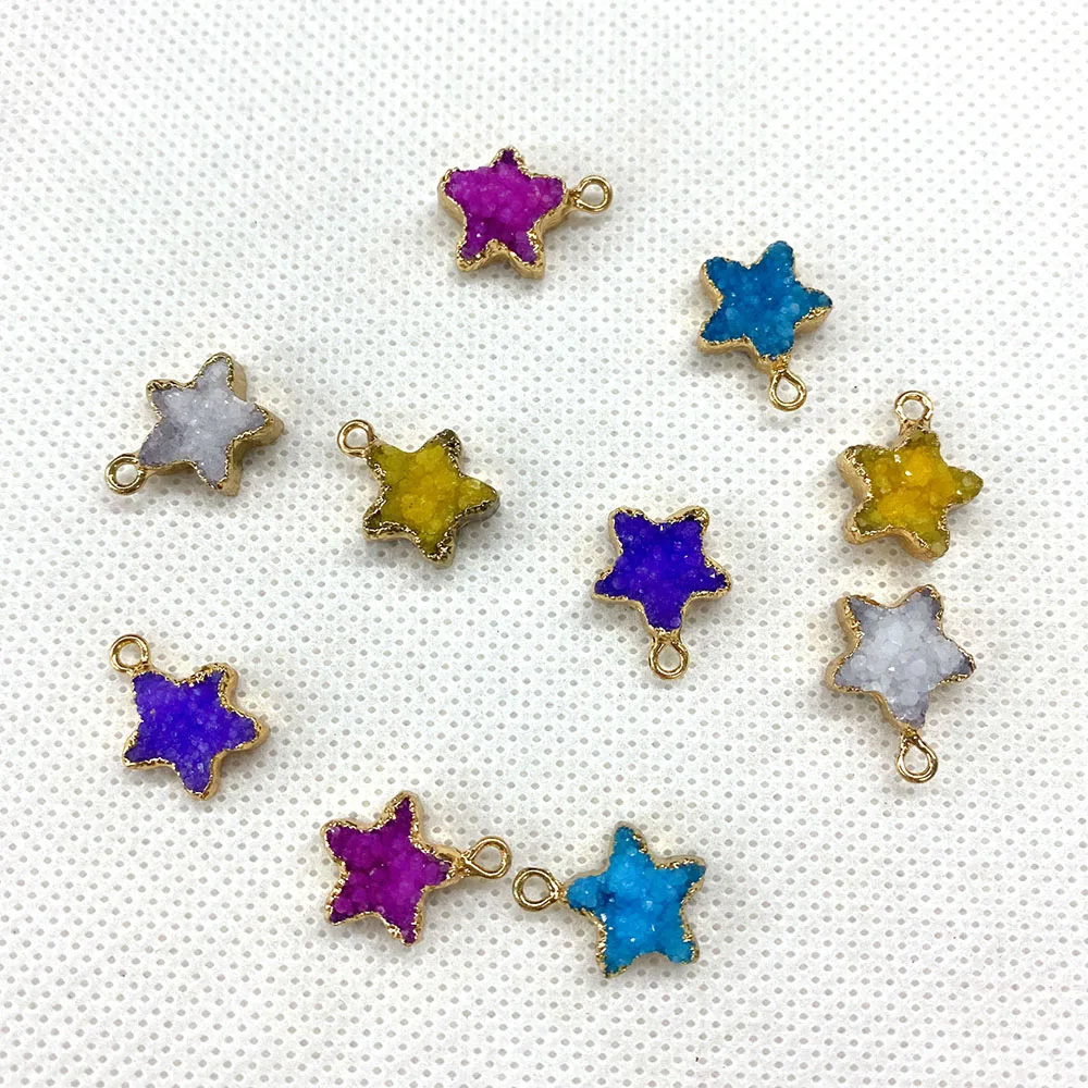 

Natural Stone Pendant Star-shaped Five-color Crystal Resin Necklace Pendant DIY Design Jewelry Accessories Wholesale 3pcs