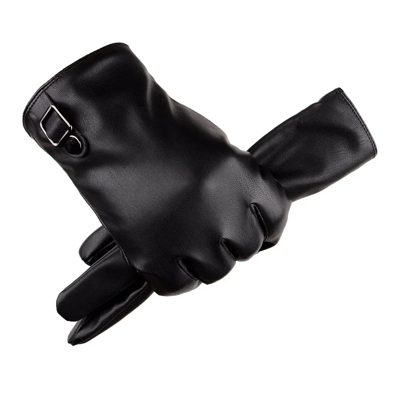 

New men's autumn and winter touch screen leather gloves men's warm riding outdoor sports thickened cotton gloves