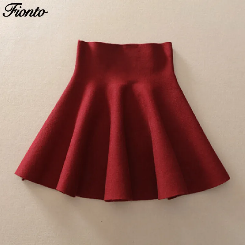 Осенне зимняя женская теплая плиссированная юбка FIONTO из твида с эластичной