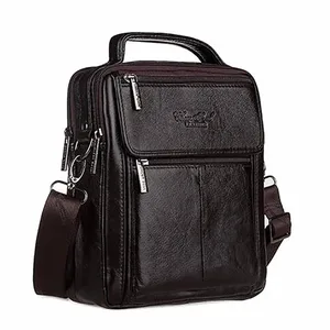 Сумка-мессенджер мужская из натуральной воловьей кожи, деловая, повседневная, дорожная