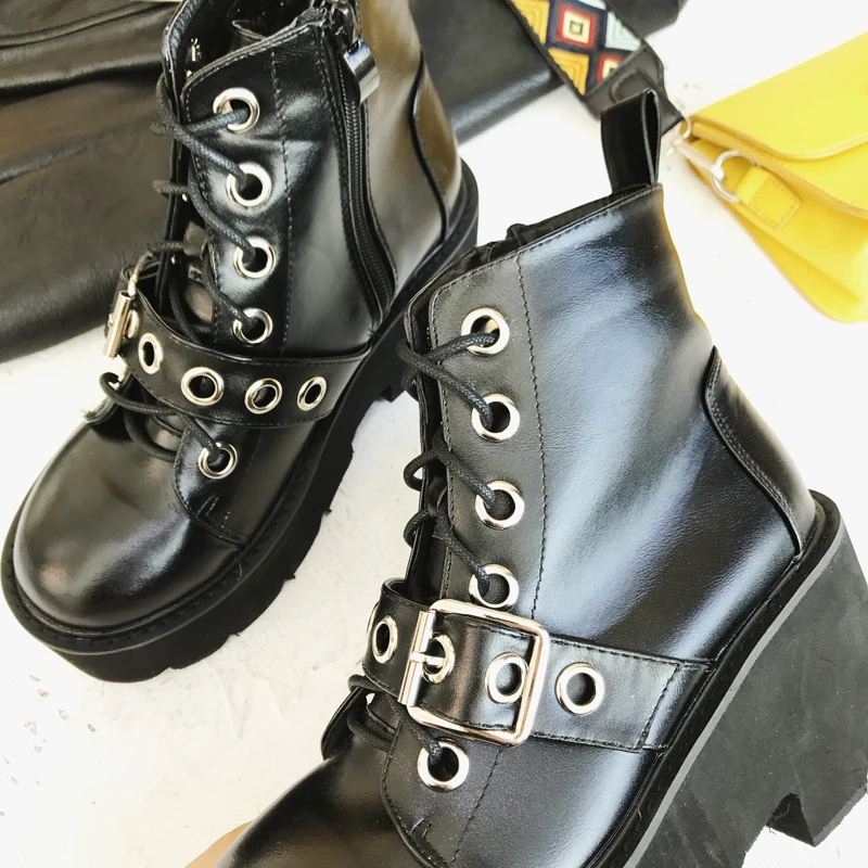 Женские ботильоны мотоботы в стиле панк женская обувь на массивной платформе рок