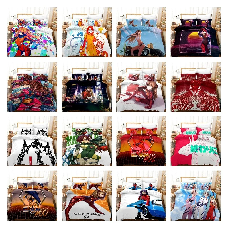

EVANGELION Bedding Set 3D Printed Cartoon Duvet Cover (2/3 Piece Set) Anime Duvet Cover Single Double Queen King Customized