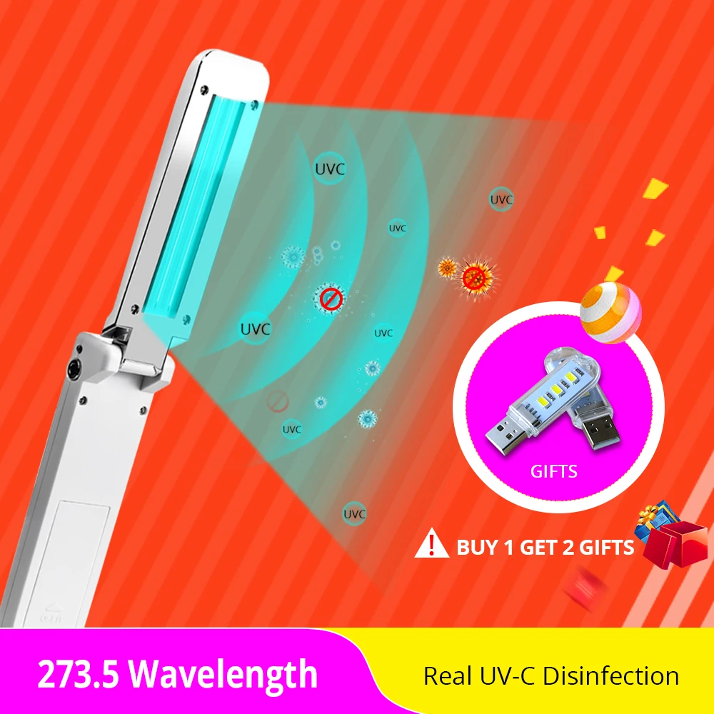 Портативный УФ стерилизатор 3 Вт ручная бактерицидная лампа складной для дома