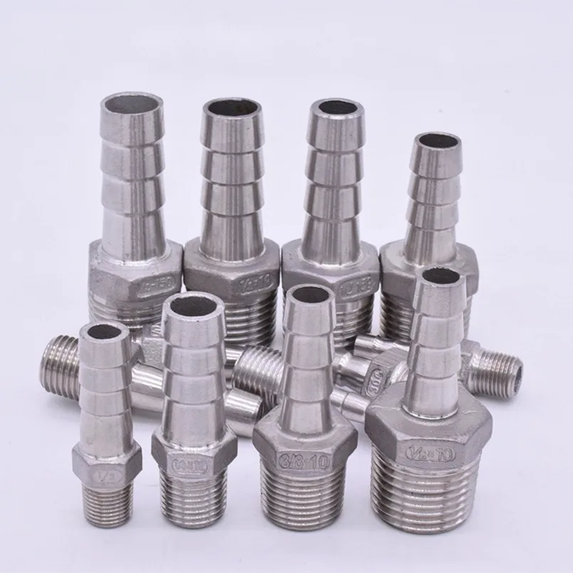 

6mm 8mm 10mm 12mm Hose Barb x 1/8" 1/4" 3/8" 1/2" BSP Male Thread 304 Stainless Steel Pipe Fitting Connector Adapter