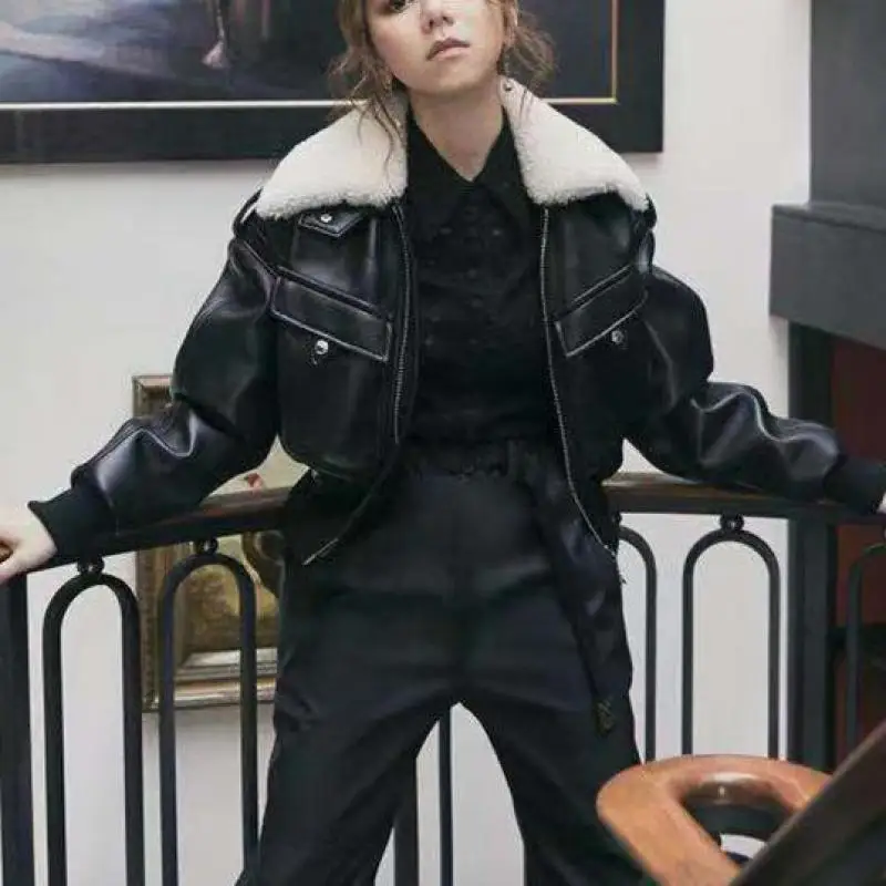 Getвесеннее Женское пальто женские Куртки из искусственной кожи мотоциклиста