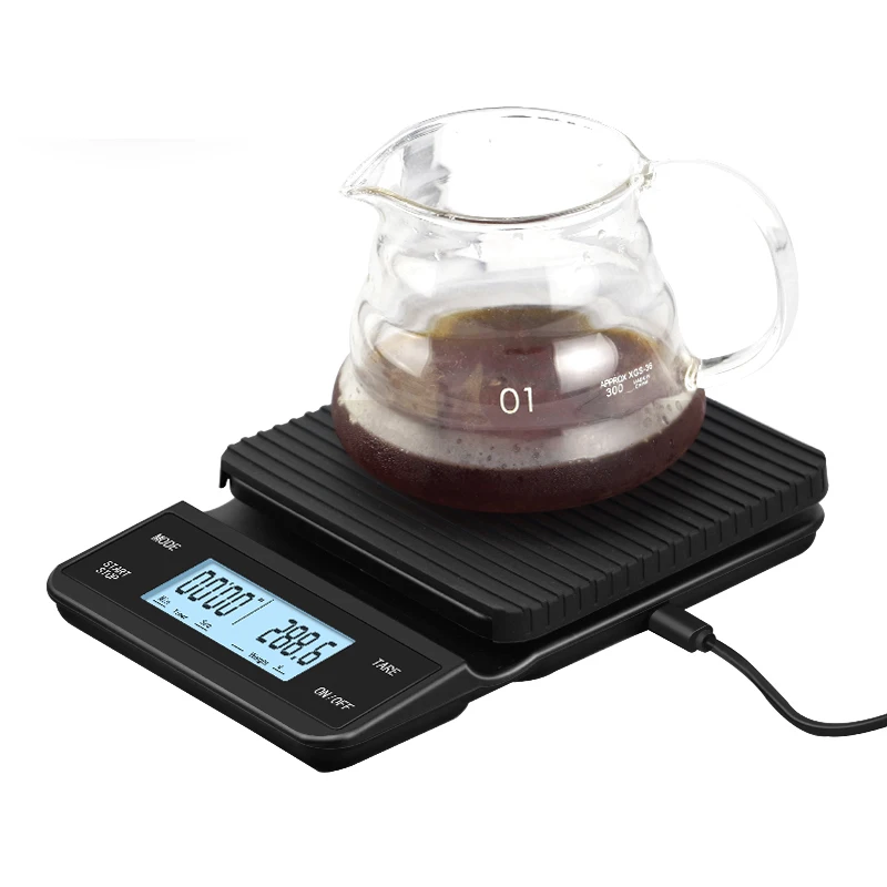 B&aacute;scula Digital de caf&eacute; para cocina, con temporizador, herramientas de cocina para el hogar, accesorios de caf&eacute;, 3kg/0,1g-0