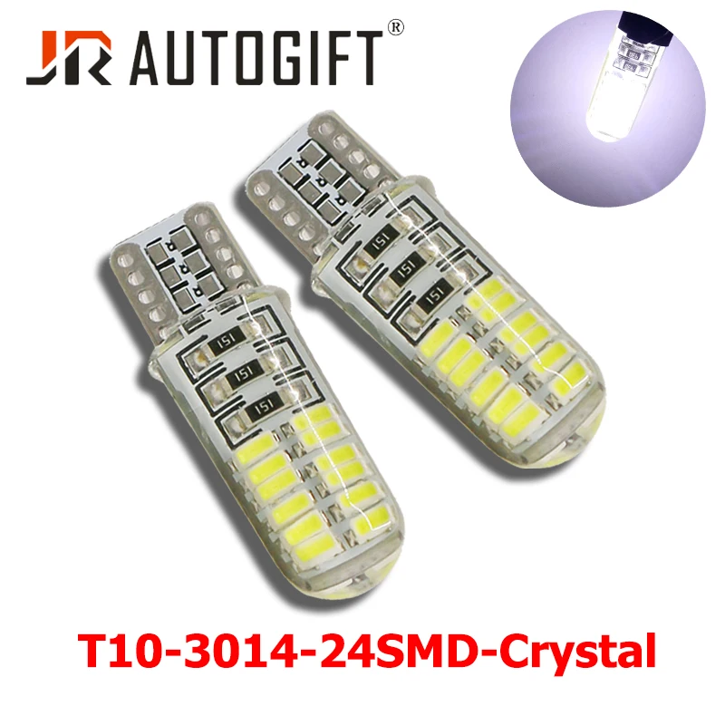 100 шт. T10 W5W 194 3014 24SMD Кристалл кремнезема лампа белый 12В 24В светодиодный