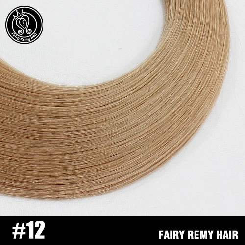#12 Фея remy волосы 100 г/шт. 20 дюймов Remy человеческие волосы утка темно-коричневый прямые волосы европейского типа наращивание клубника блонд плетение пучок - Цвет: #12