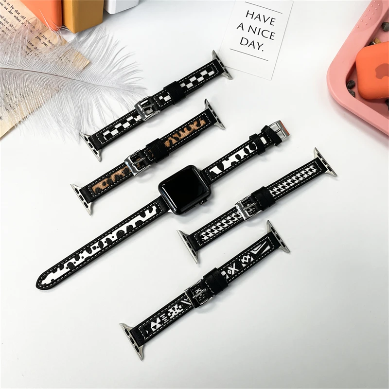 Тонкий кожаный ремешок из твида для Apple Watch Band 41 мм 45 42 38 40 44 стильный браслет iWatch