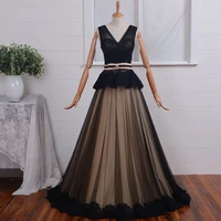 v neck black lace elegant formal evening gown 2018 robe de soire appliques sashes vestido de festa mother of the bride dresses
