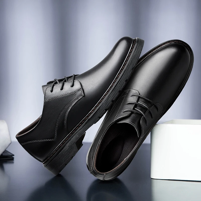 Мужские туфли из натуральной коровьей кожи высокого качества Деловые мужские