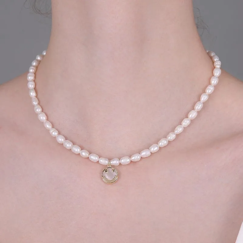 

Женское Ожерелье-чокер с натуральным пресноводным жемчугом и подвеской из опала
