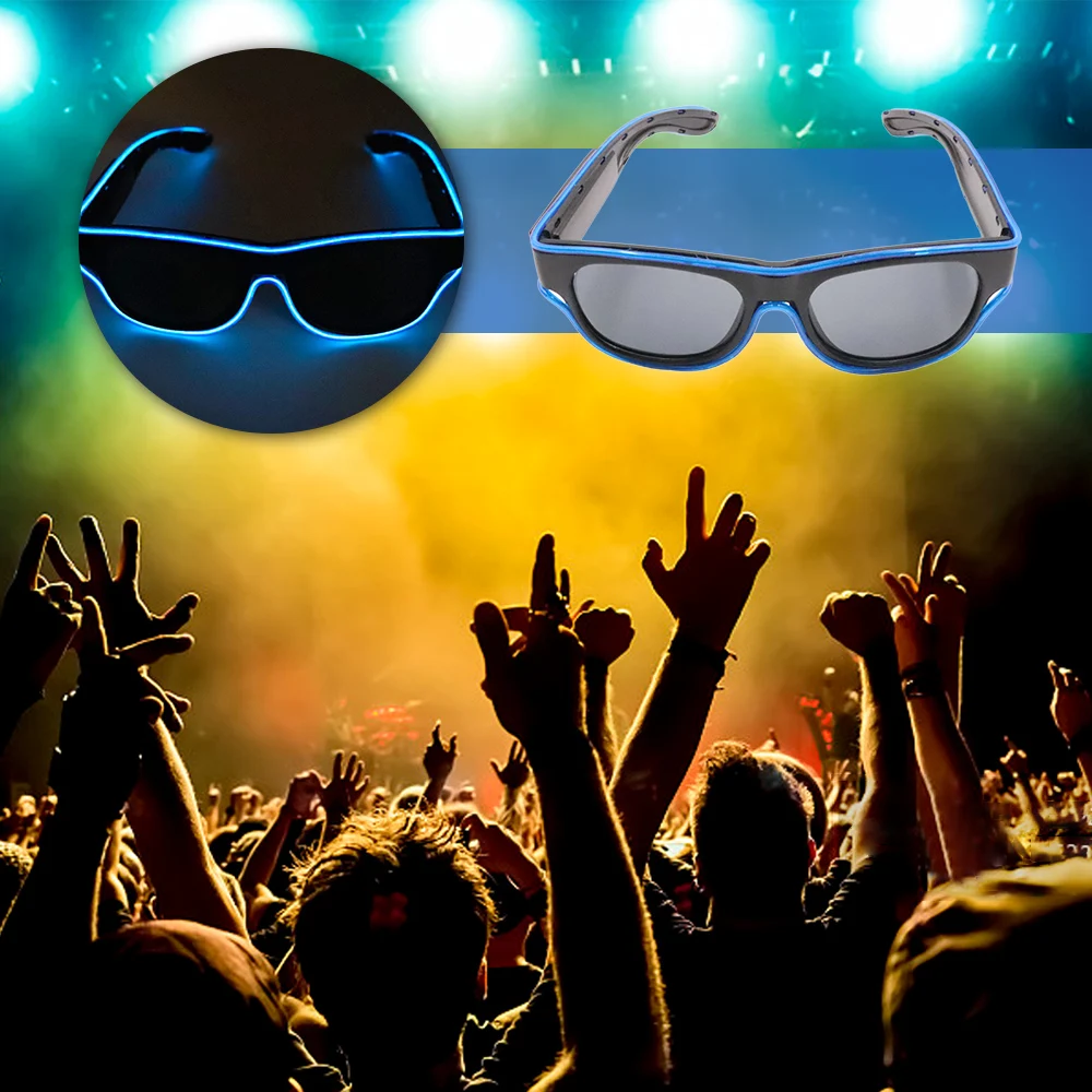 Мигающие очки светодиодные с электропроводом светящиеся для вечеринок новинка
