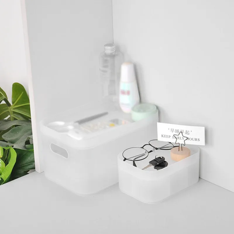 Пластиковый органайзер для косметики с крышкой настольный контейнер хранения и