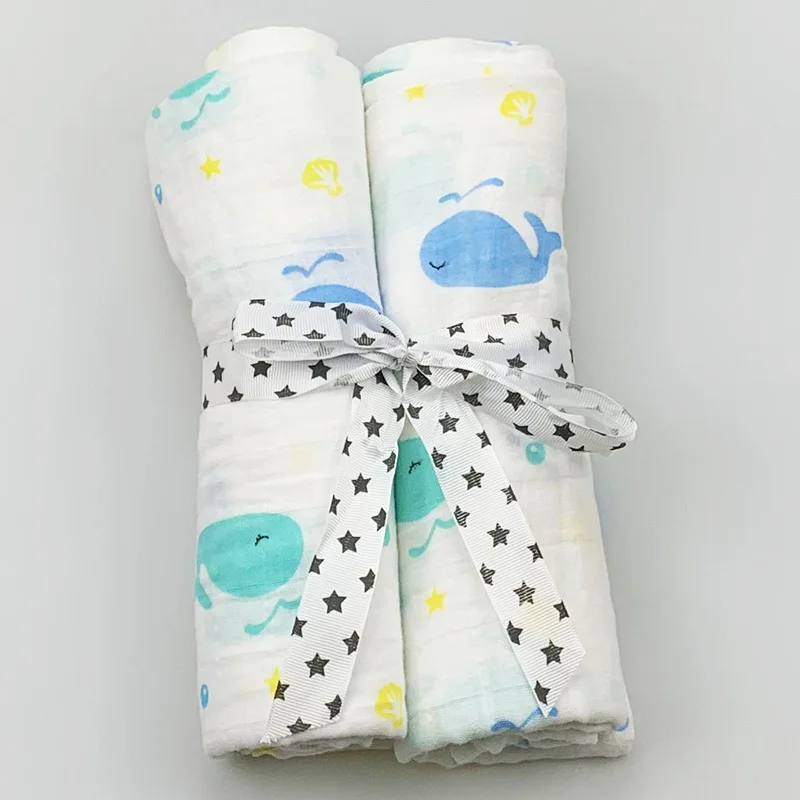 2pcs/set Newborn Baby Blanket Cotton Blanket Cartoon Pattern Multi-use Infant Stroller Cover Towel Baby Muslin Swaddle Wrap - Цвет: 21