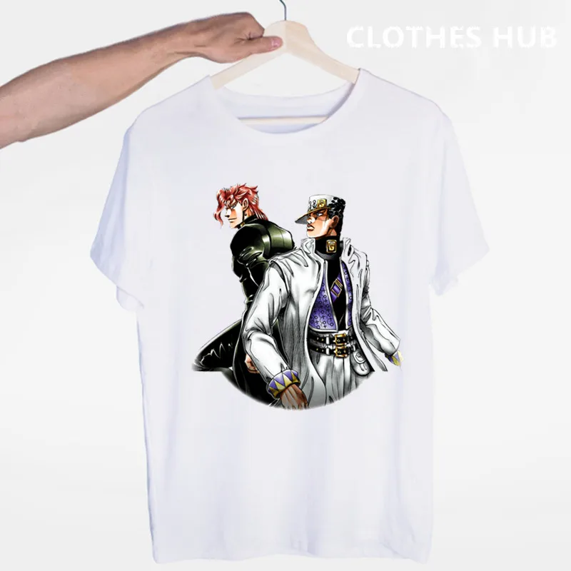 JoJo необычные приключения, забавные футболки для мужчин/женщин, японская футболка с аниме-принтом, повседневная футболка Jojo, хип-хоп топы, футболки для мужчин/женщин - Цвет: Бургундия