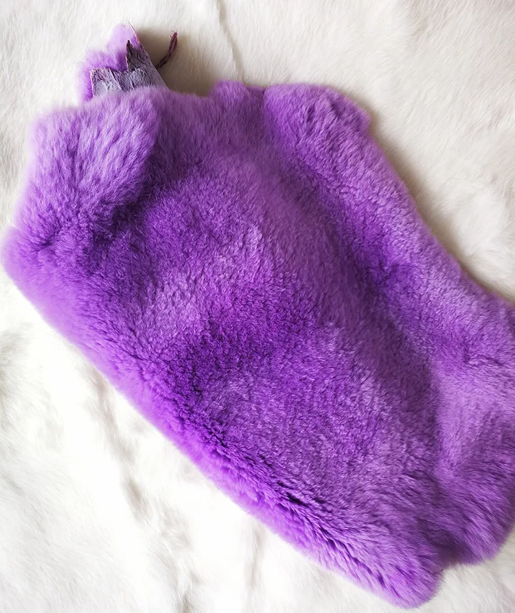 purple Цветная коробка из кожи кролика Рекс, общий набор, сделай сам, Мобильная Сумка из меха кролика Рекс, воротник из натурального меха, одежда из кожи, мех кролика, шерсть 45*28 см - Цвет: purple