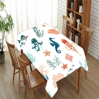 custom diy sea shells sand sunshine table cloth print waterproof oilproof home rectangular party table cover