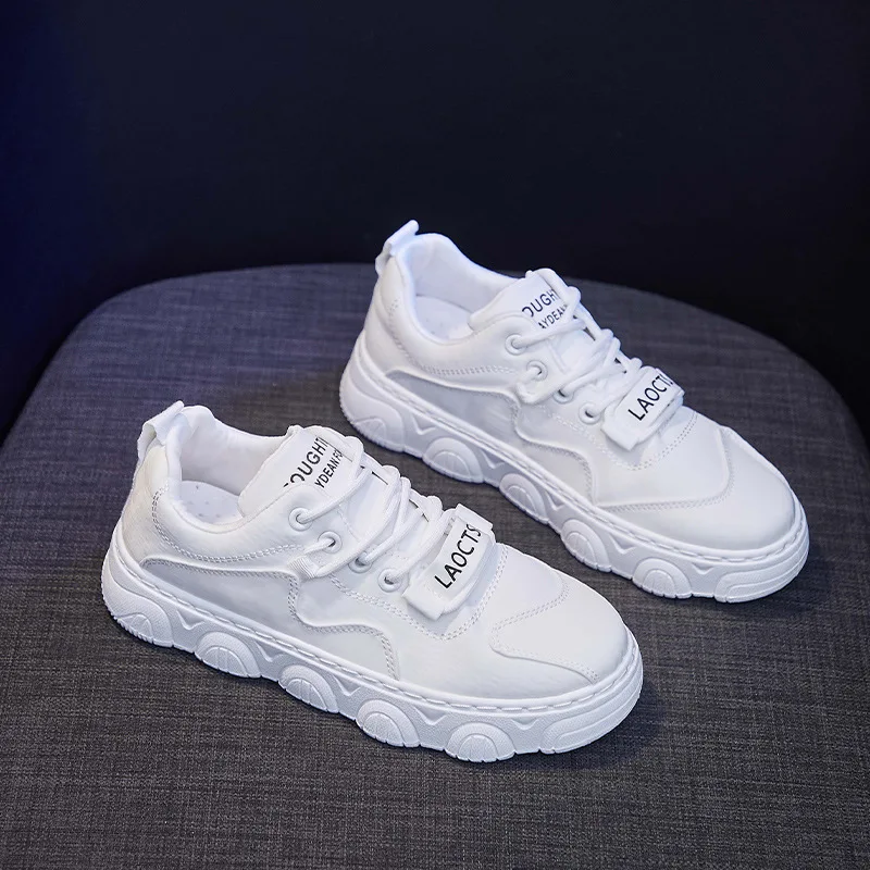 

Solid Lace Up Student Casual Shoes 2020 New Autumn Sneakers Women Shoes Woman Thick Botttom Flat Platform Flats Plus Size