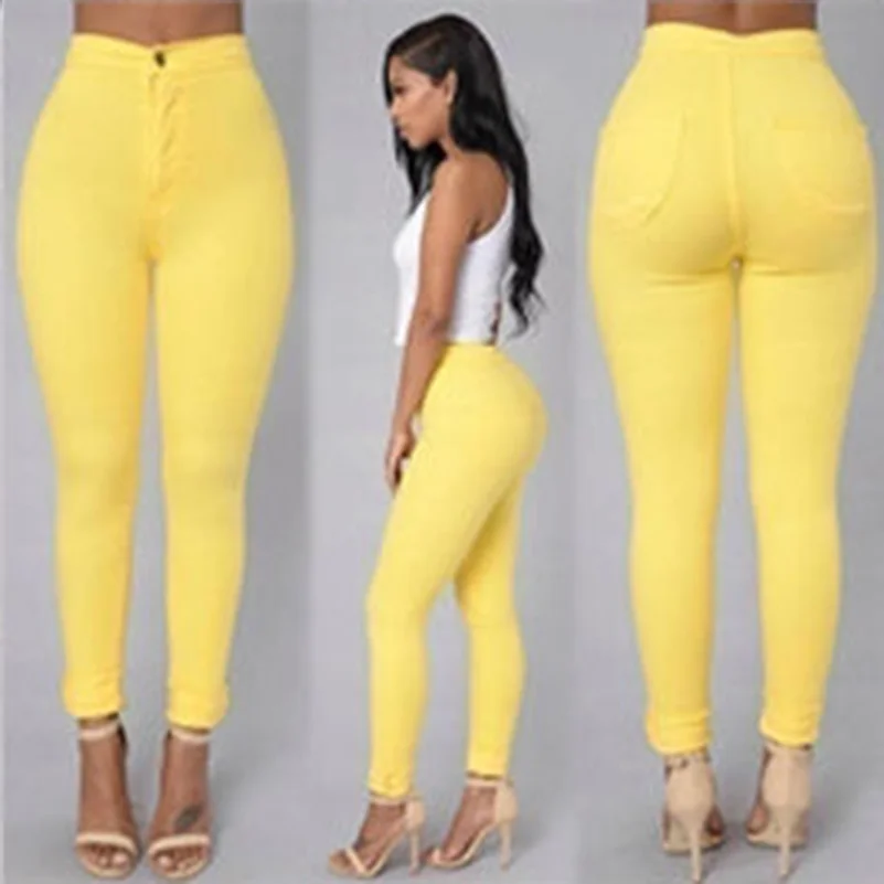 

2020 Solid Wash Skinny Jeans Woman High Waist winter Denim Pants Plus Size Push Up Trousers Bodycon warm Pencil Pants Female
