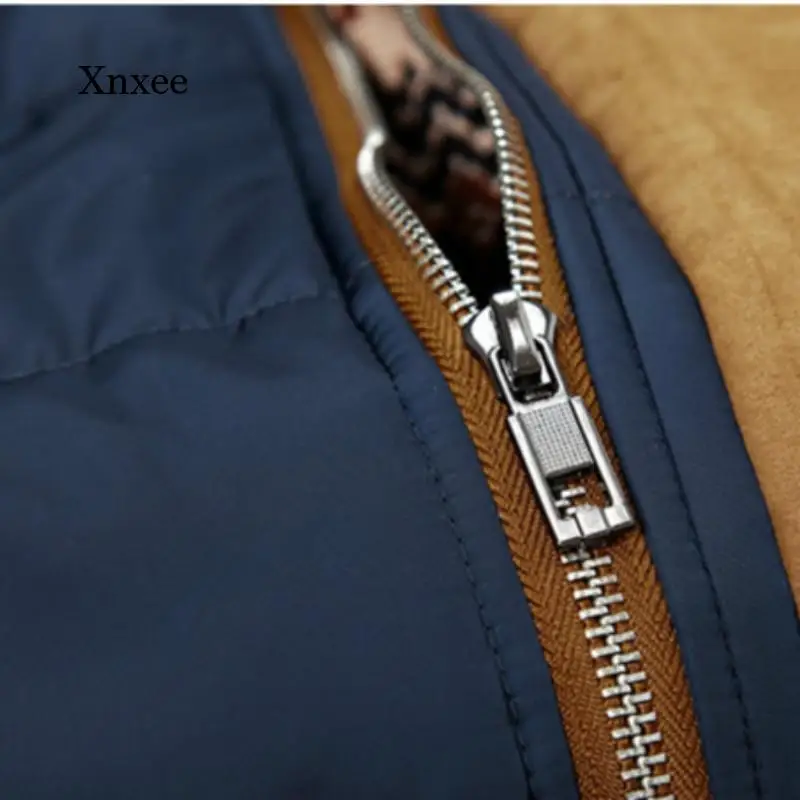 

Winter Men's Thick Jacket Knitted Long Sleeve Warm Hooded Coat Patchwork Full Zipper Fashion Casual Fleece Coat
