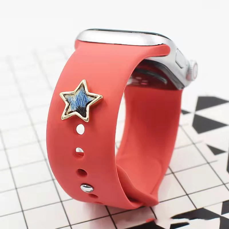 1PCS Silicone Bracelet Metal Leg Decorative Nails For Iwatch Sport StrapWatchband Decorative Charms For Apple Watch Band