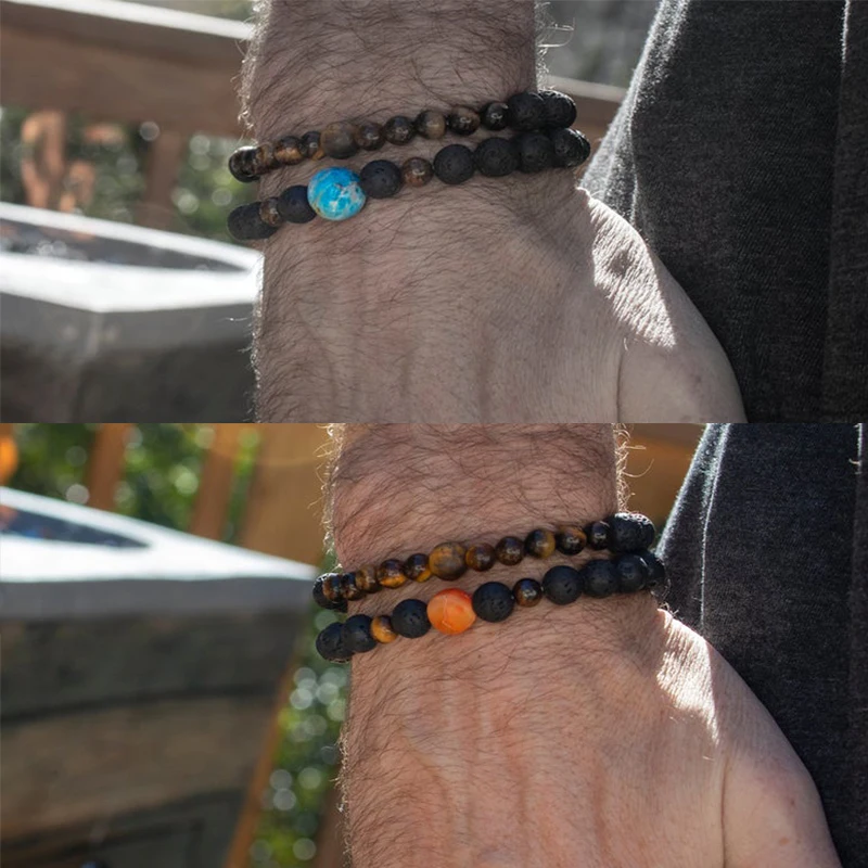 FFWFF браслет ручной работы из нейронной лавы и бисера мужской Тибетский Будды Шарм