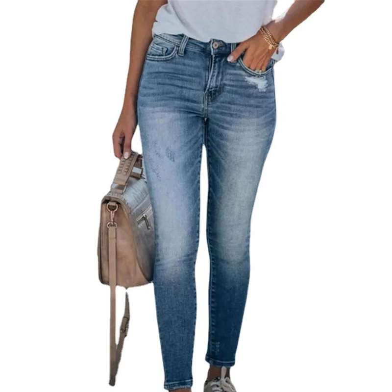 

Womens Denim Jeans Skinny Jegging Pants Casual Slim Fit Straight Pencil Trousers