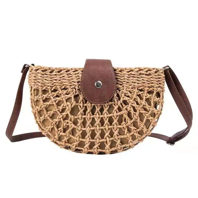 

Handmade Rattan Woven Straw Bag Summer Beach Bag for Women Bohemia Messenger Crossbody Bags For Girls Daily Purse