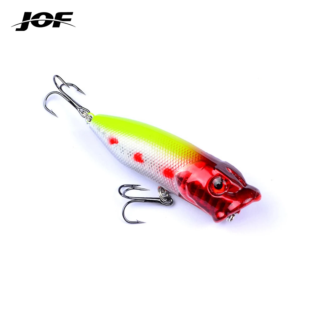 

JOF 1pcs Fishing Lures 7.3cm/11g Topwater Popper Bait 5 Color Hard Bait Artificial Wobblers Plastic Fishing Tackle With 6# Hooks