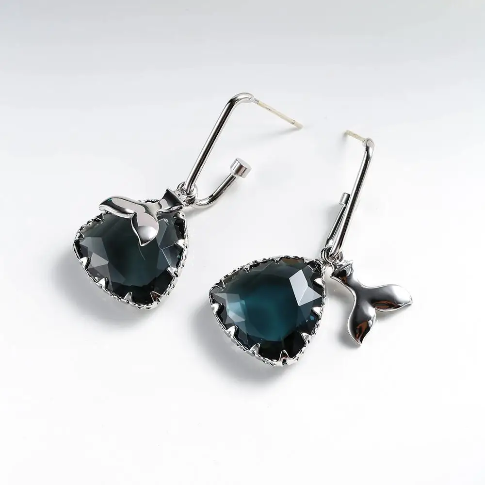 NEOGLORY Кристалл геометрические висячие серьги рыбий хвост для женщин эффектный подарок для девушки вечерние
